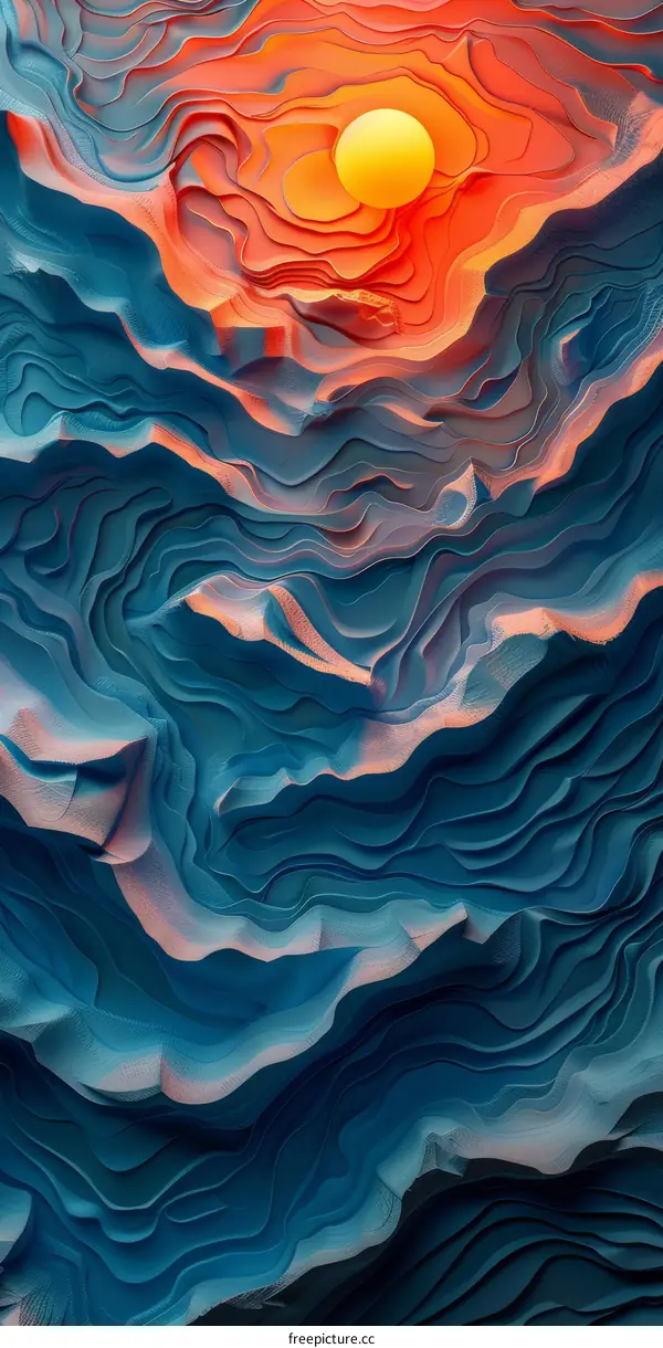 Abstract Painting in Blue and Orange