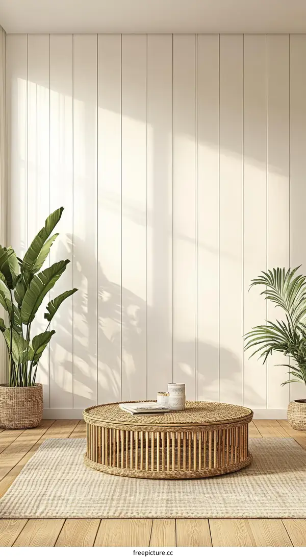 Natural Light and Woven Round Coffee Table