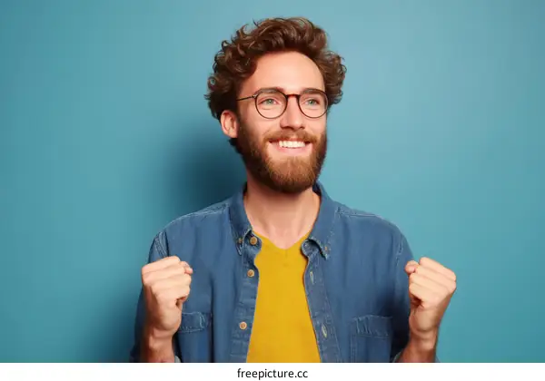 Happy Caucasian Man Celebrating Success