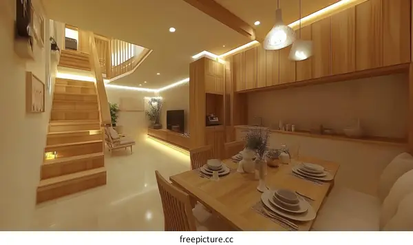 Modern Wooden Interior Design Home Illustration