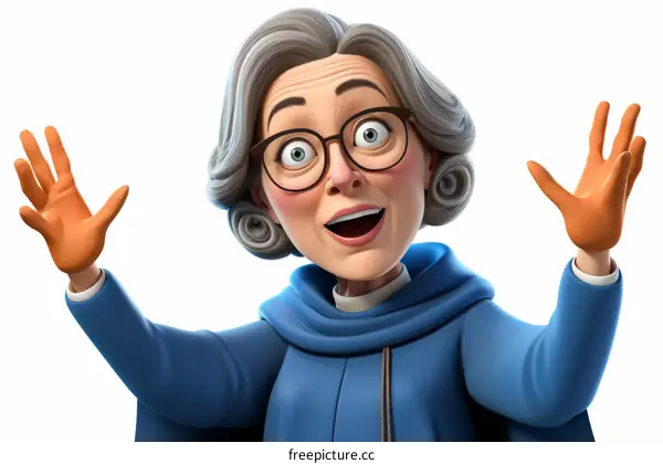 Surprised Senior Woman with Glasses and Grey Hair