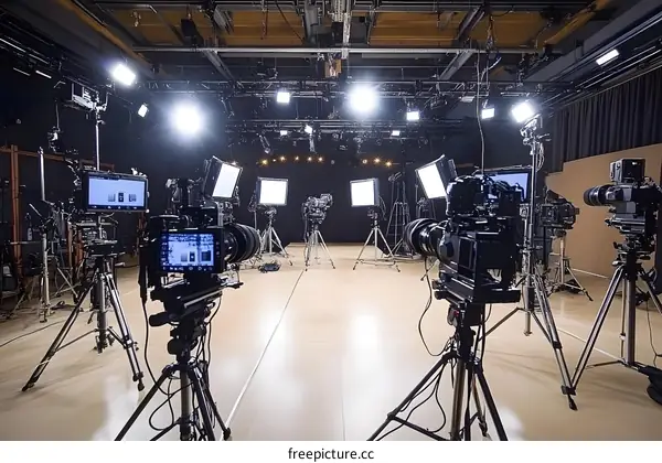 Studio Setup with Multiple Cameras and Lights
