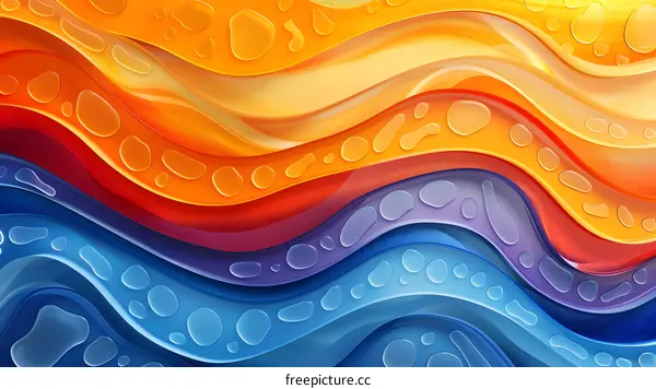 Colorful wavy background with glassy texture