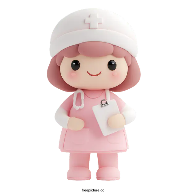 [Transparent Background PNG]Cute Cartoon Nurse Illustration with Clipboard