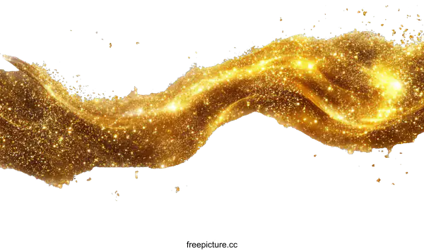 [Transparent Background PNG]Abstract Gold Glitter Flowing Background Design