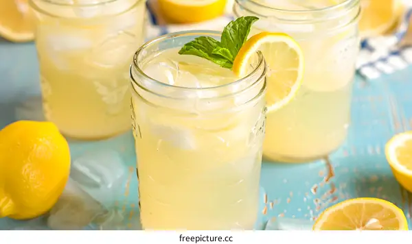Refreshing Summer Lemonade with Mint and Ice