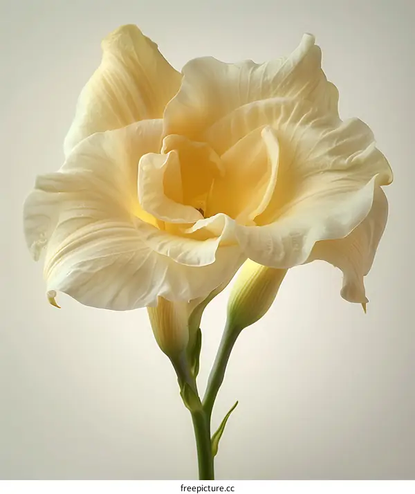 Creamy Yellow Daylily Flower on a Pale Background