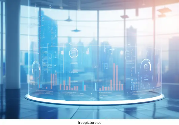 Futuristic big data visualization dashboard user interface concept