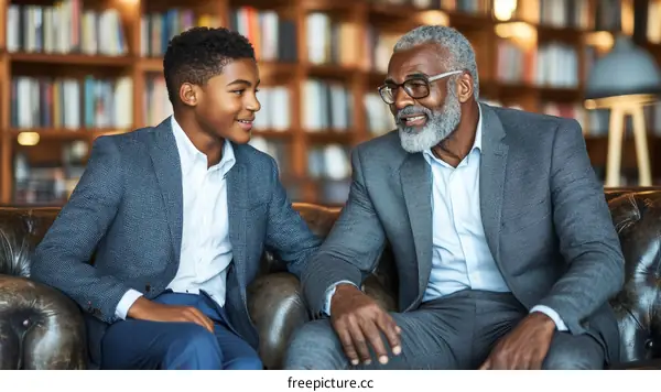Conversation Between Two People in a Library