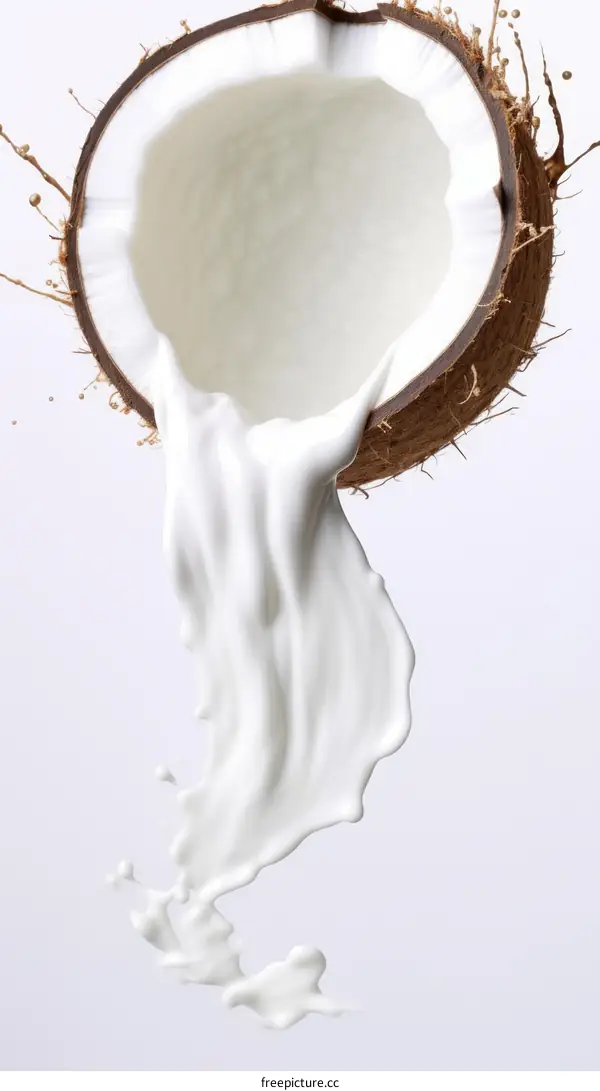 Coconut Milk Splashing from a Coconut