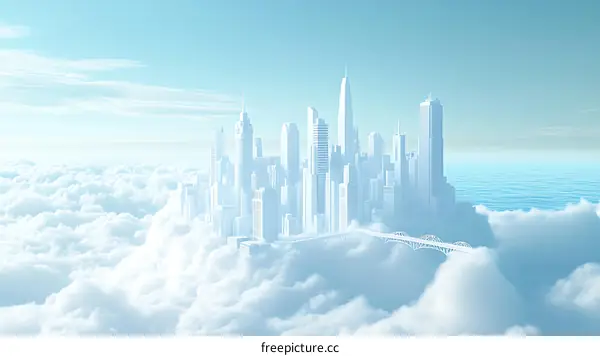 Floating City Above the Clouds Illustration