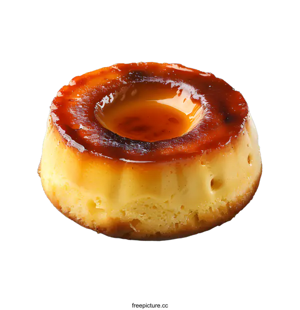 [Transparent Background PNG]Delicious flan dessert on white background
