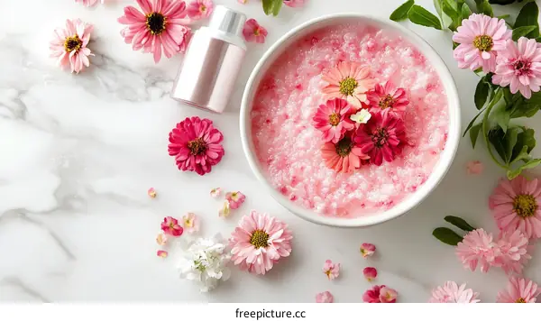Pink Flower Spa Salt Scrub and Beauty Products