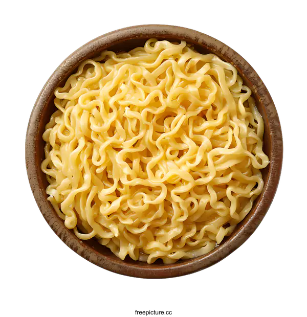 [Transparent Background PNG]Bowl of cooked plain noodles isolated on white background