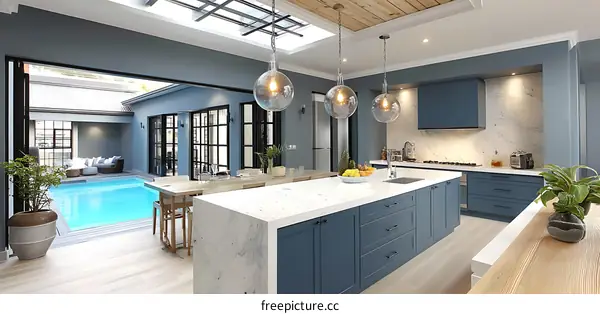 Modern Kitchen with Courtyard View