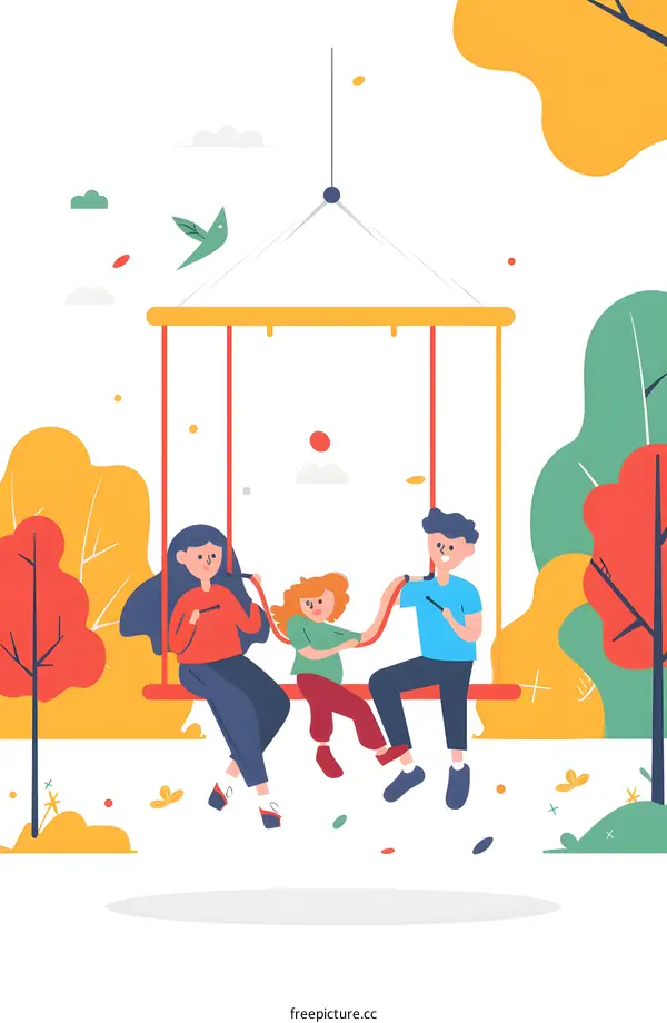 Family Having Fun on a Swing Set in the Park