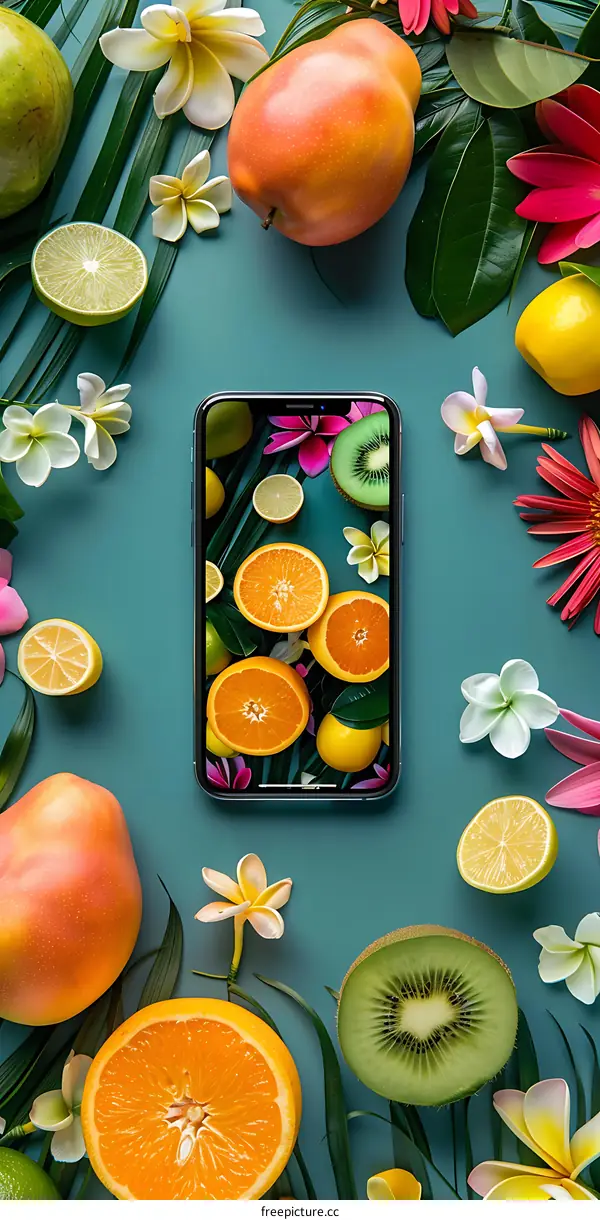 Summer Fruit and Flowers Phone Wallpaper