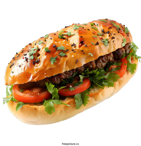 [Transparent Background PNG]Delicious Turkish Pide Bread with Meat