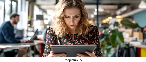 Businesswoman Working on Tablet in Office