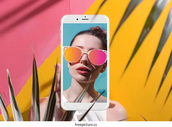 Woman in Sunglasses Taking Selfie on Phone