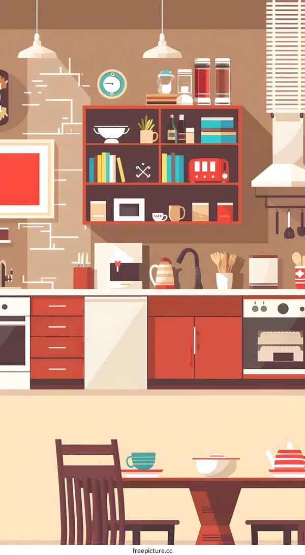 Modern Kitchen Interior Design Illustration