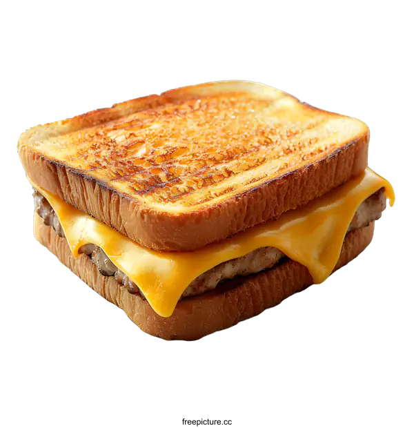 [Transparent Background PNG]A grilled cheese sandwich with melted cheese on white background