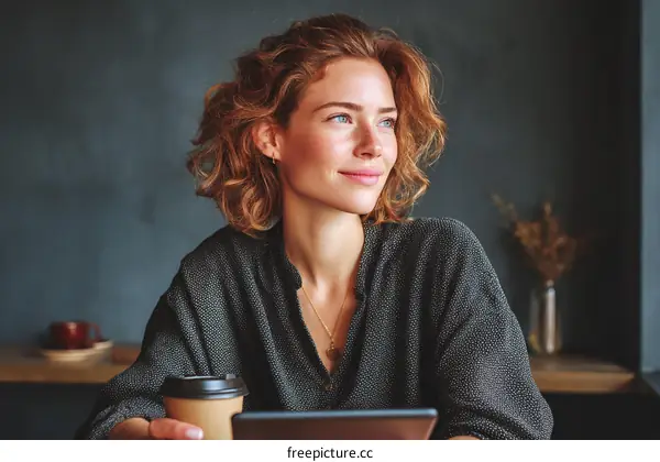 Thoughtful Woman Enjoying a Coffee Break