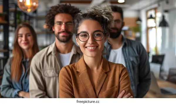 portrait of a group of business people smiling at the camera