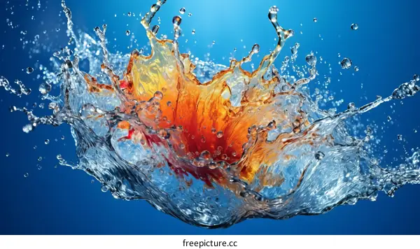 Water Splashing on Red Sphere