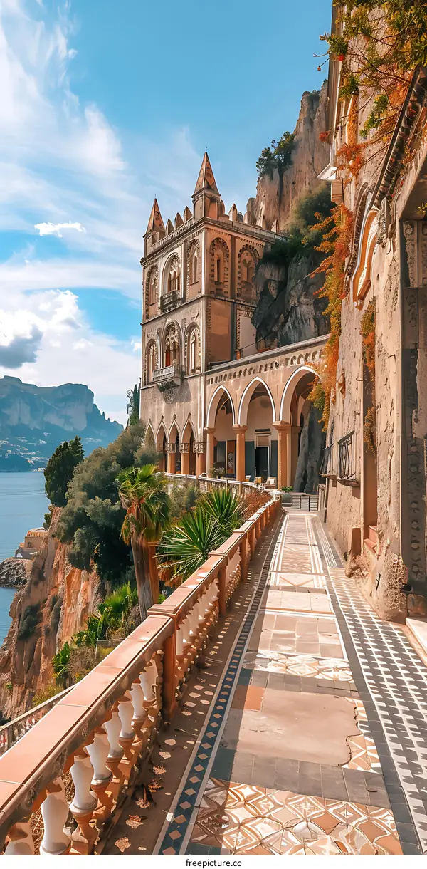 Path leading to a beautiful Italian Villa with Ocean View