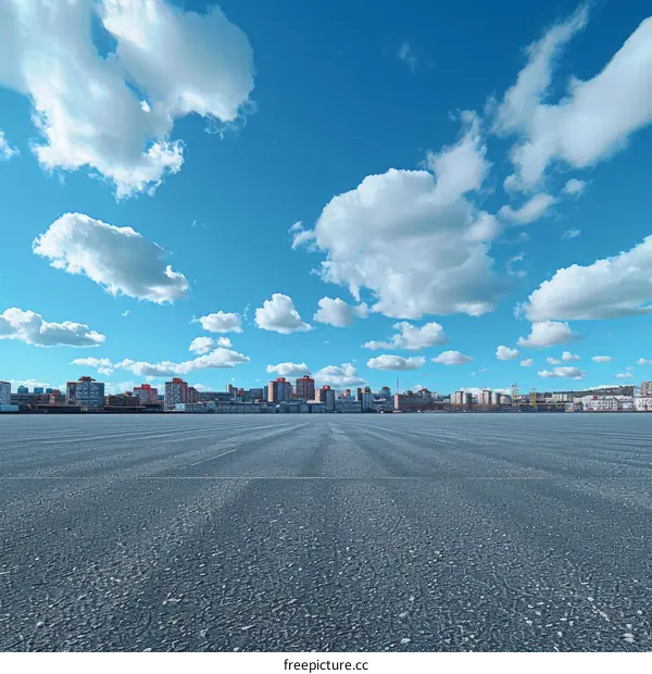 Cityscape with a Large Empty Asphalt Square