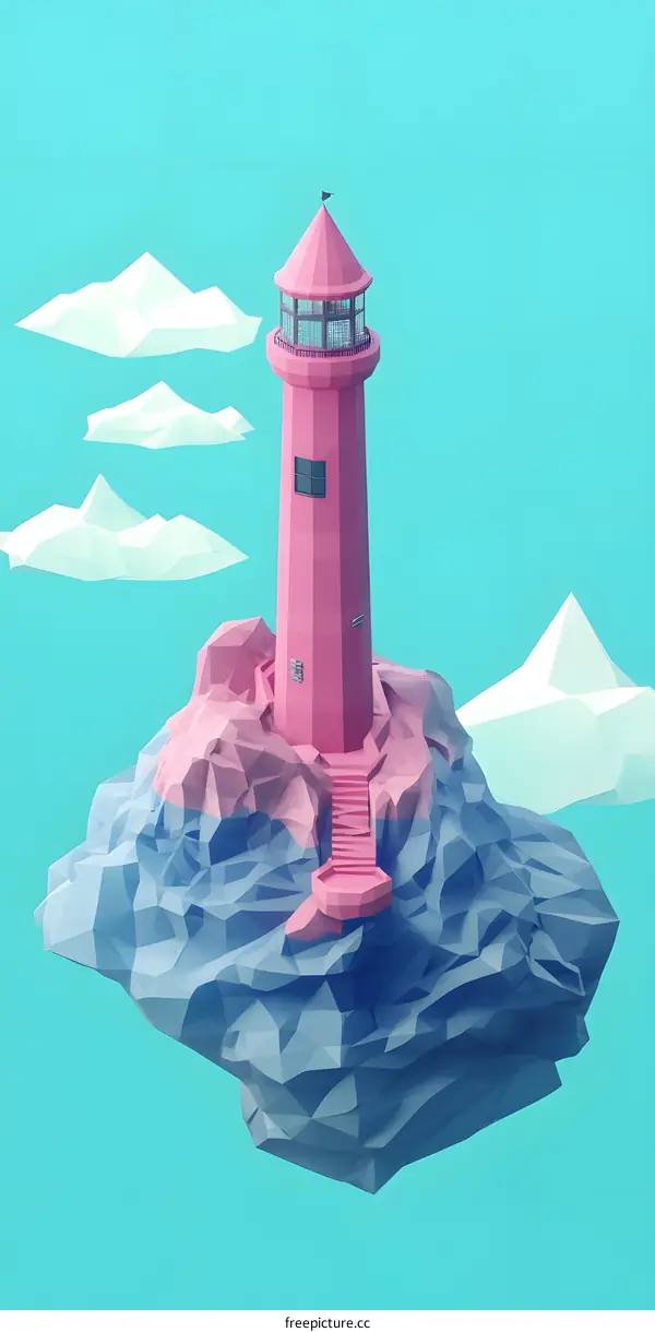Low Poly Lighthouse on a Floating Island
