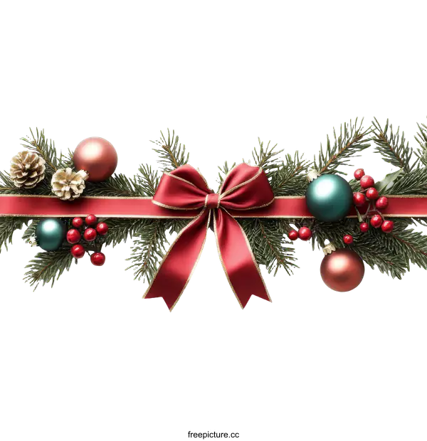 [Transparent Background PNG]Christmas Decoration Ribbon Bow and Ornaments