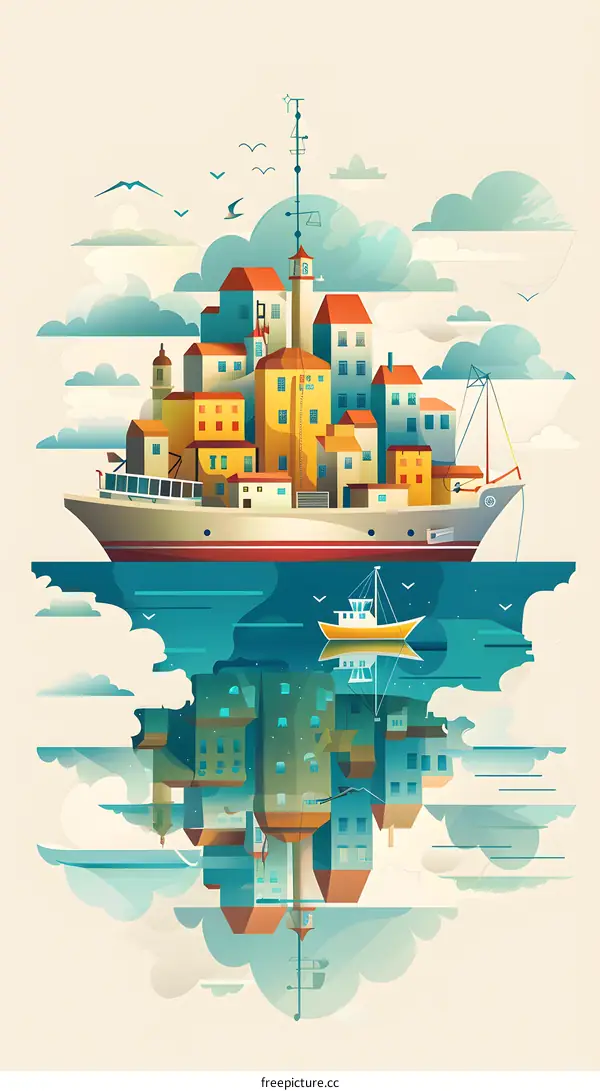 Upside Down Cityscape Illustration