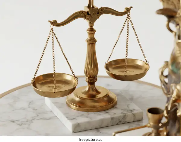 Vintage brass balance scale with marble base