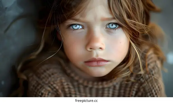 Portrait of a girl with blue eyes