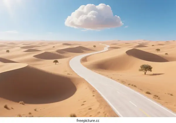 Winding Road Through Vast Desert Landscape Under Clear Sky