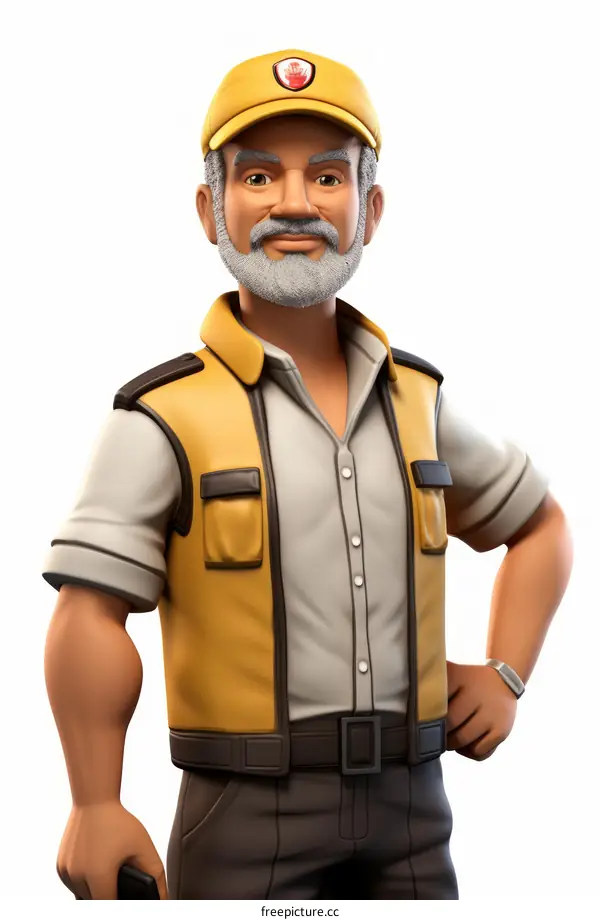 Aged Gray-Haired Man in Yellow Utility Vest