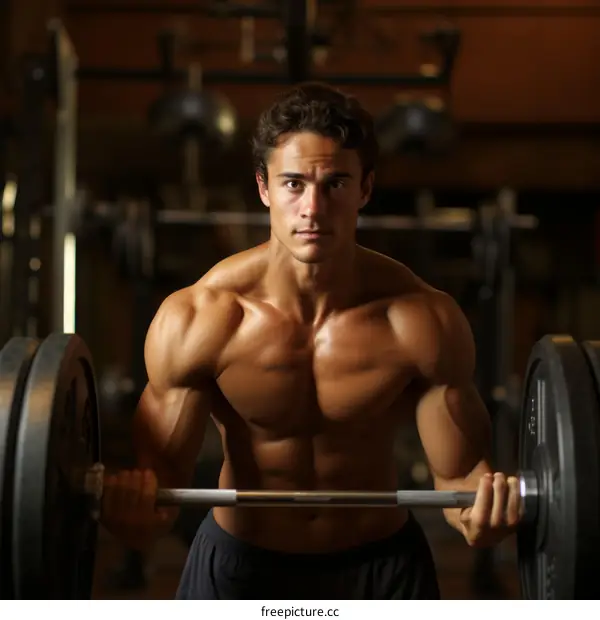muscular man weightlifting in the gym