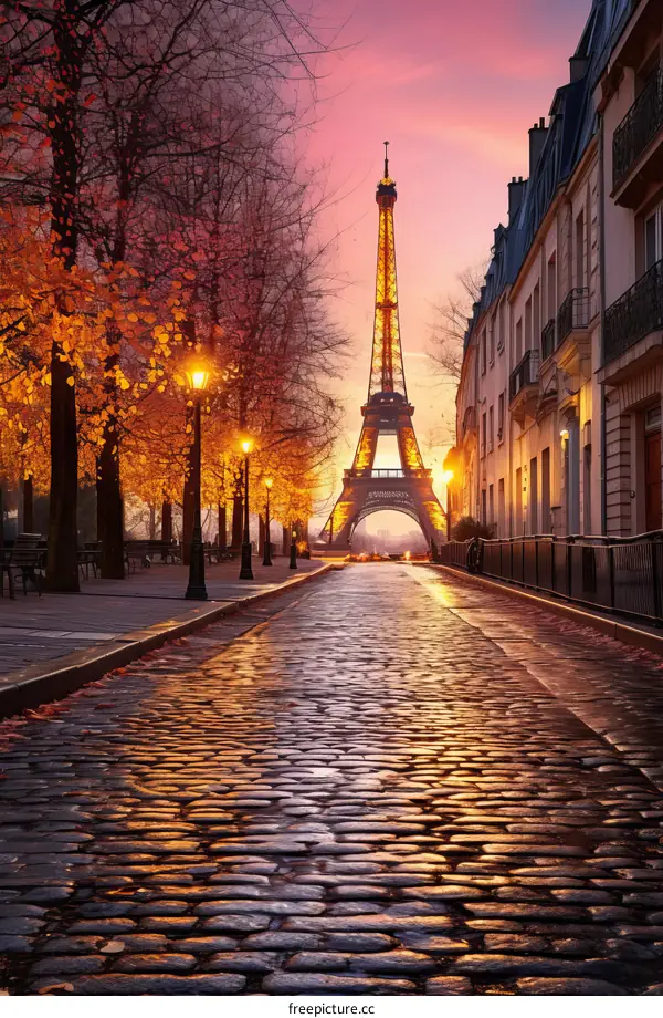 Picturesque Autumn Evening in Paris with Eiffel Tower