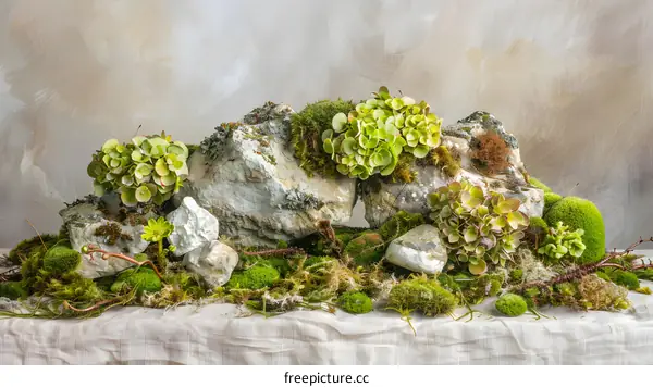 Green Moss and Stones Miniature Landscape