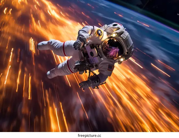 Astronaut in a spacesuit with the Earth in the background