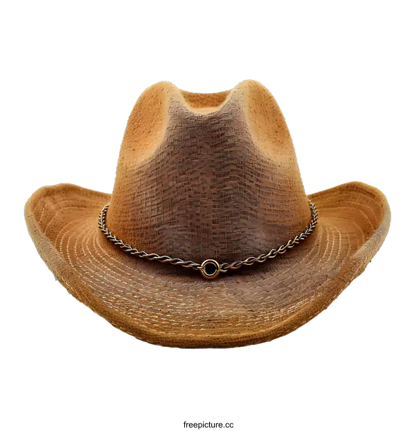 [Transparent Background PNG]Brown Cowboy Hat With Chain Detail
