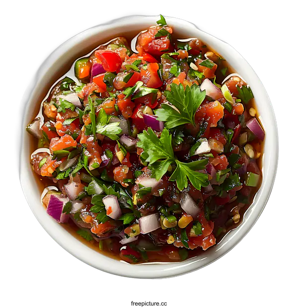 [Transparent Background PNG]Bowl of Fresh Tomato Salsa