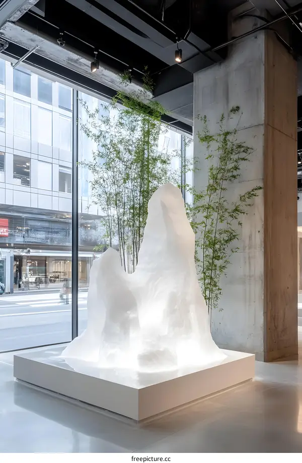 White Sculpture Installation Modern Minimalist Interior Design