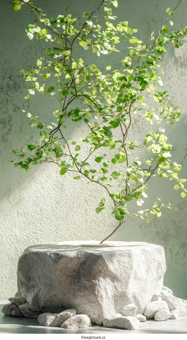 Modern Minimalist Plant Decor on a Rock
