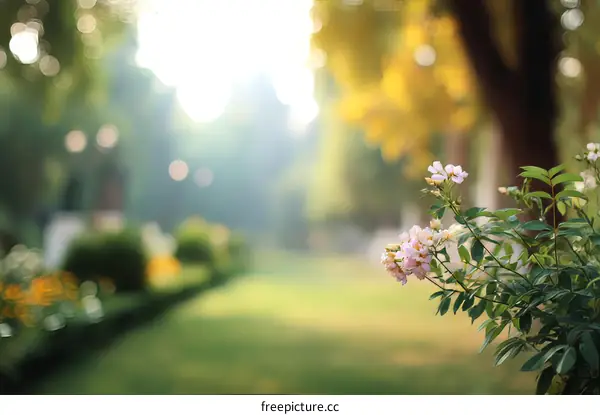 Peaceful Garden Scene at Sunrise