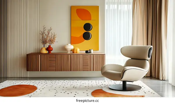 Modern Living Room Interior Design with a Mid-Century Vibe