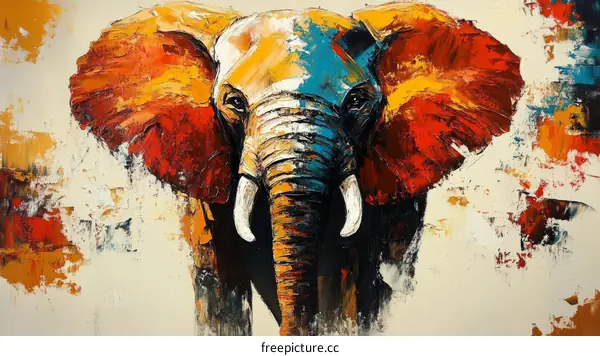 Colorful Abstract Elephant Painting