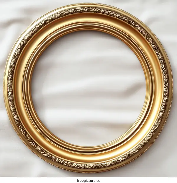 Ornate Gold Picture Frame on Fabric Background